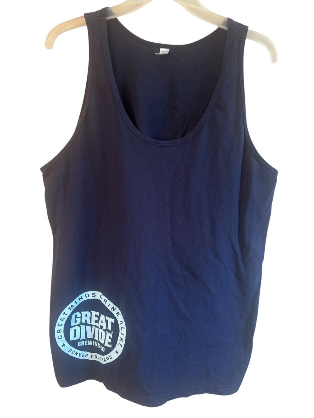 Great Divide Brewing Tank Top Medium Navy Blue w/Light Blue Logo Denver Colorado